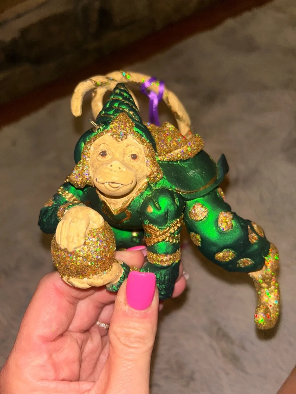 Vintage Mark Robert’s Green and Gold Fantasy Monkey Ornament